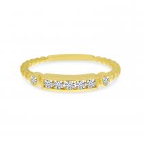 14K Yellow Gold Beaded Diamond Row Ring