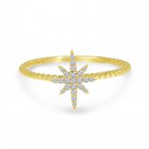 14K Yellow Gold Starburst Twist Band Diamond Ring