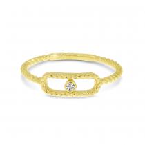 14K Yellow Gold Diamond Twist Paperclip Ring