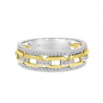 14K Gold Two-Tone Diamond Chain Band