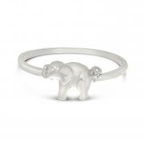 14K Yellow Gold Petite Diamond Elephant Ring