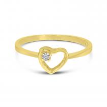 14K Yellow Gold Petite Diamond Heart Ring