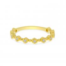 14K Yellow Gold Diamond Hexagon Stackable Ring