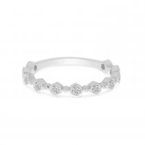 14K White Gold Diamond Hexagon Stackable Ring