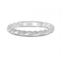 14K White Gold Diamond Twist Stackable Ring