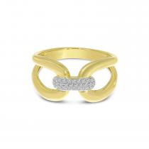 14K Yellow Gold Large Diamond Link Ring