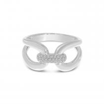 14K White Gold Large Diamond Link Ring