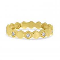 14K Yellow Gold Diamond Hexagon Band