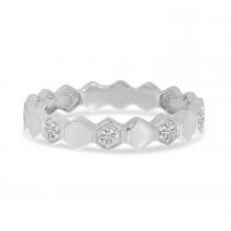 14K White Gold Diamond Hexagon Band