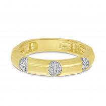 14K Yellow Gold Diamond & Brushed Gold Wide Band