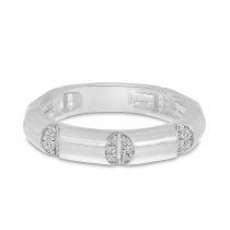 14K White Gold Diamond & Brushed Gold Wide Band