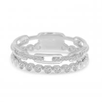 14K White Gold Diamond Bezel & Link Double Row Ring