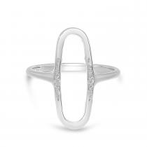 14K White Gold North 2 South Open Oval Diamond Ring