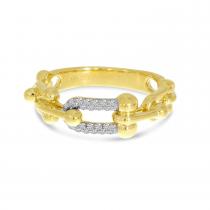 14K Yellow Gold Diamond U-Link Ring