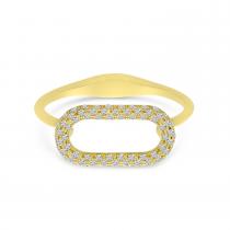 14K Yellow Gold Open Link Diamond Textured Ring