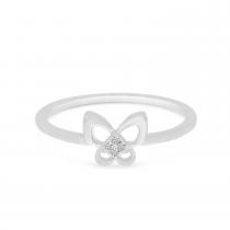 14K White Gold Small Diamond Butterfly Ring