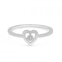 14K White Gold Small Diamond Heart Ring