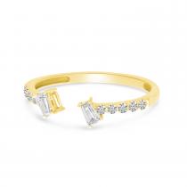 14K Yellow Gold Baguette Diamond Bypass Ring