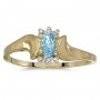 10k Yellow Gold Oval Blue Topaz And Diamond Satin Finish Ring