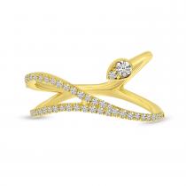 14K Yellow Gold Diamond Twist Peek-a-boo Fashion Ring