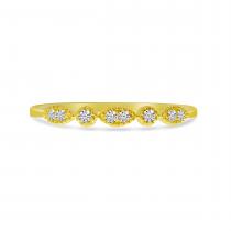 14K Yellow Gold Diamond Millgrain Stacking Ring