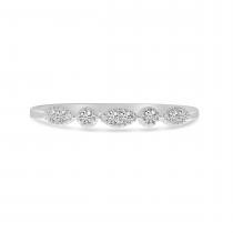 14K White Gold Diamond Millgrain Stacking Ring