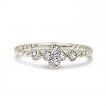 14K White Gold Diamond Clover Twist Band