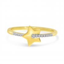 14K Yellow Gold Diamond Shooting Star Ring