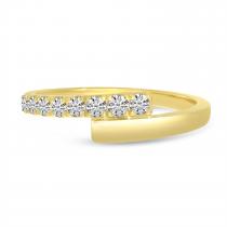 14K Yellow Gold Diamond Crossover Bypass Ring