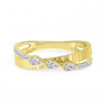 14K Yellow Gold Diamond Pear Crossover Ring