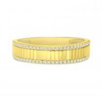 14K Yellow Gold Diamond Fluted Band Ring