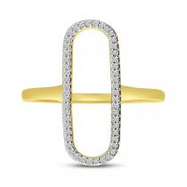 14K Yellow Gold North 2 South Open Oval Diamond Ring