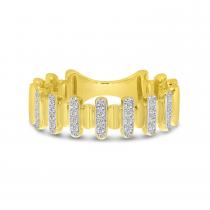 14K Yellow Gold Textured Diamond Bar Band