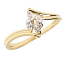 14K Yellow Gold Diamond Leaf Ring