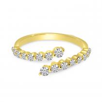 14K Yellow Gold Graduated Diamonds Bypass Ring