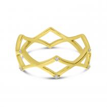 14K Yellow Gold Spaced Diamond Geometric Band