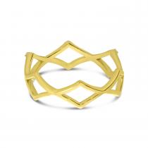 14K Yellow Gold Spaced Diamond Geometric Band