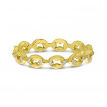 14K Yellow Gold Diamond Link Stackable Band