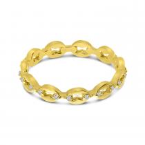 14K Yellow Gold Diamond Link Stackable Band