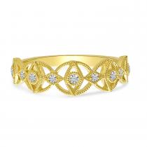 14K Yellow Gold Diamond Filigree Milgrain Ring