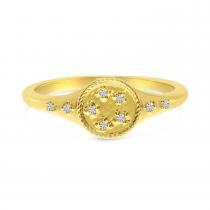 14K Yellow Gold Scattered Diamond Signet Ring