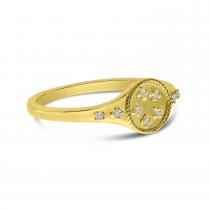 14K Yellow Gold Scattered Diamond Signet Ring