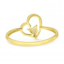 14K Yellow Gold Diamond Open Heart Ring