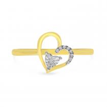 14K Yellow Gold Diamond Open Heart Ring