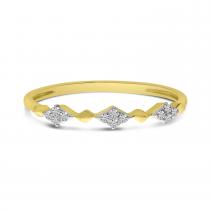 14K Yellow Gold Diamond Cluster Beaded Ring