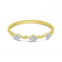 14K Yellow Gold Diamond Cluster Beaded Ring