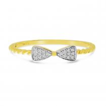 14K Yellow Gold Diamond Bowtie Twist Band Ring