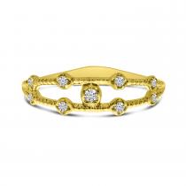 14K Yellow Gold Diamond Double Textured Band