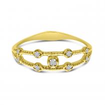 14K Yellow Gold Diamond Double Textured Band