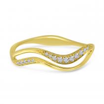 14K Yellow Gold Diamond Double Wave Band